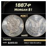 1887-p Morgan Dollar $1 Grades ms65