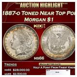 1887-o Morgan Dollar Toned Near Top Pop $1 ms66 SE