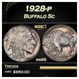 1928-p Buffalo Nickel 5c Grades ms66