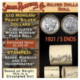 10 Circ Morgan/Peace Silver Dollar Roll SEARS 1921