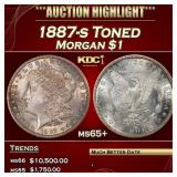 1887-s Morgan Dollar Toned $1 ms65+ SEGS