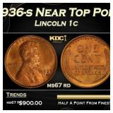 1936-s Lincoln Cent Near Top Pop 1c ms67 rd SEGS