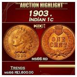 1903 Indian Cent . 1c ms66 rd SEGS