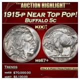 1915-p Buffalo Nickel Near Top Pop! 5c ms67+ SEGS