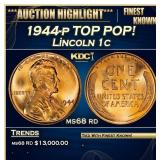 1944-p Lincoln Cent TOP POP! 1c Grades ms68 rd