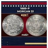 1889-p Morgan Dollar $1 Grades ms62+