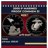 2005-P Marines Proof Modern Commem Dollar $1 pr70