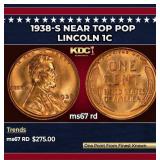 1938-s Lincoln Cent Near Top Pop 1c ms67 rd SEGS