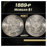 1889-p Morgan Dollar $1 Grades ms63+