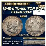 1949-s Franklin Half Dollar Toned TOP POP! 50c ms6