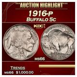 1916-p Buffalo Nickel 5c ms66 SEGS