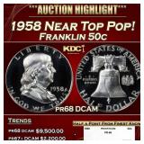 1958 Proof Franklin Half Dollar Near Top Pop! 50c