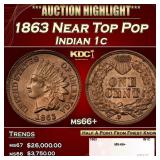 1863 Indian Cent Near Top Pop 1c ms66+ SEGS