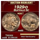 1929-d Buffalo Nickel 5c ms65 SEGS