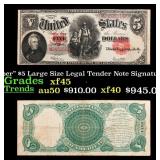 1907 $5 Large Size Legal Tender Note "WoodChopper"