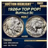 1926-p Buffalo Nickel TOP POP! 5c ms68 SEGS