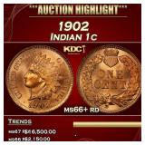1902 Indian Cent . 1c ms66+ rd SEGS