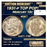 1931-p Mercury Dime TOP POP! 10c ms67+ FSB SEGS