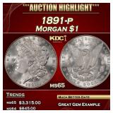 1891-p Morgan Dollar $1 ms65 SEGS