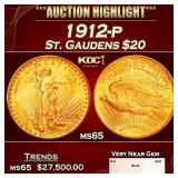 1912-p Gold St. Gaudens Double Eagle $20 ms65 SEGS