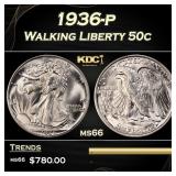 1936-p Walking Liberty Half Dollar 50c Grades ms66