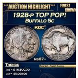 1928-p Buffalo Nickel TOP POP! 5c ms67+ SEGS