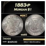 1883-p Morgan Dollar $1 Grades ms65