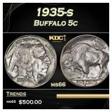 1935-s Buffalo Nickel 5c Grades ms66