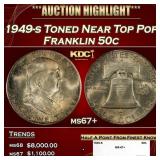 1949-s Franklin Half Dollar Toned Near Top Pop 50c