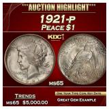 1921-p Peace Dollar $1 ms65 SEGS