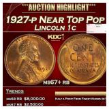 1927-p Lincoln Cent Near Top Pop 1c ms67+ rb SEGS