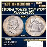 1952-s Franklin Half Dollar Toned TOP POP! 50c ms6