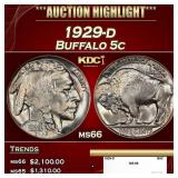 1934-p Buffalo Nickel Near Top Pop 5c ms66+ SEGS