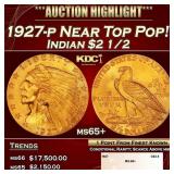 1927-p Gold Indian Quarter Eagle Near Top Pop! $2