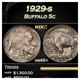 1929-s Buffalo Nickel 5c Grades ms65+