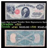 1917 $1 Large Size Legal Tender Note Grades vf+ Si
