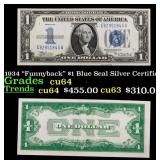 1934 $1 Blue Seal Silver Certificate "Funnyback" G