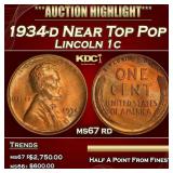 1934-d Lincoln Cent Near Top Pop 1c ms67 rd SEGS