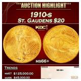 1910-s Gold St. Gaudens Double Eagle $20 ms66+ SEG