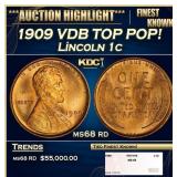1909 VDB Lincoln Cent TOP POP! 1c ms68 rd SEGS