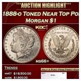 1888-o Morgan Dollar Toned Near Top Pop $1 ms66+ S