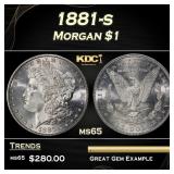 1881-s Morgan Dollar $1 Grades ms65