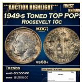 1949-s Roosevelt Dime Toned TOP POP! 10c ms68+ SEG