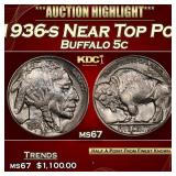 1936-s Buffalo Nickel Near Top Pop 5c ms67 SEGS
