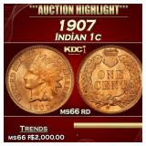 1907 Indian Cent . 1c ms66 rd SEGS