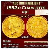 1852-c Gold Dollar Charlotte $1 ms64+ SEGS
