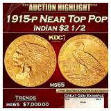 1915-p Gold Indian Quarter Eagle Near Top Pop! $2