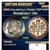 1955 Proof Roosevelt Dime Colorfully Toned TOP POP