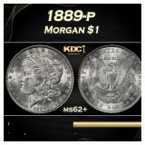 1889-p Morgan Dollar $1 Grades ms62+