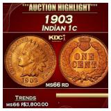 1903 Indian Cent . 1c ms66 rd SEGS